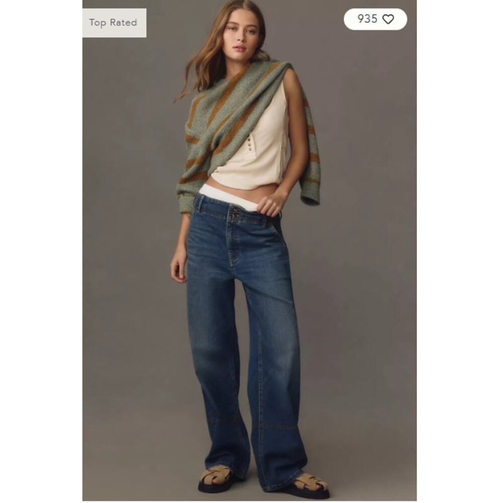 Anthropologie PILCRO Eventide Trouser High-Rise Wide-Leg Denim Jeans 30 NWT $148